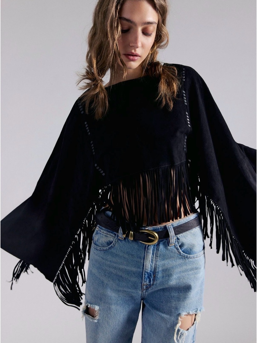 NWT Free People Almost There Suede Poncho XS/S